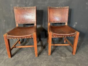 antique oak chair pair