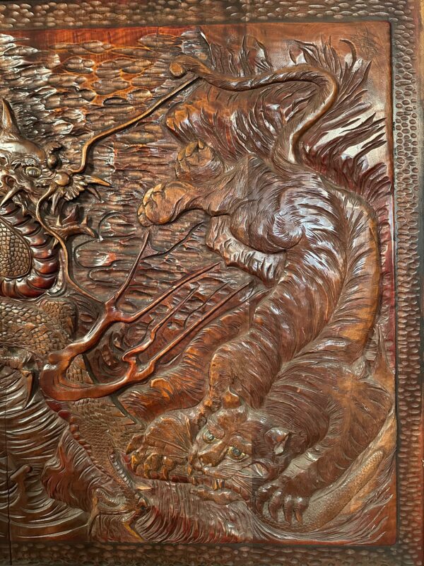 Japanese Heavenly Apsaras & Dragon / Tiger Carved Divider - Image 4