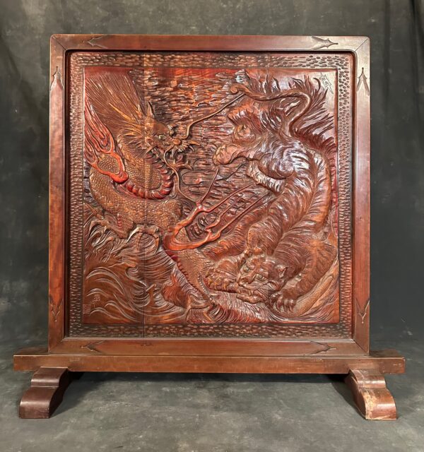 Japanese Heavenly Apsaras & Dragon / Tiger Carved Divider