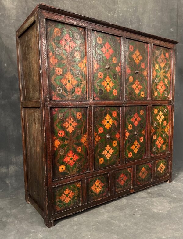 Antique Tibetan Hand Painted Floral Storage Chest - Image 3