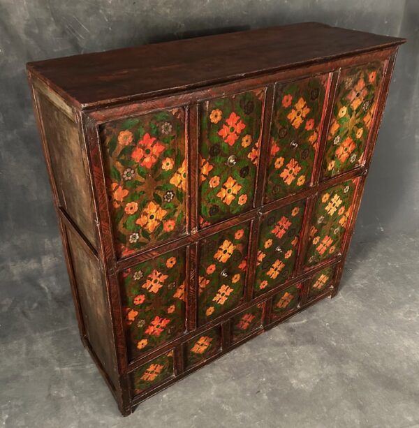 Antique Tibetan Hand Painted Floral Storage Chest - Image 4