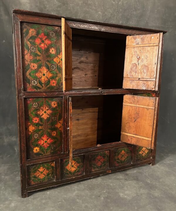 Antique Tibetan Hand Painted Floral Storage Chest - Image 5