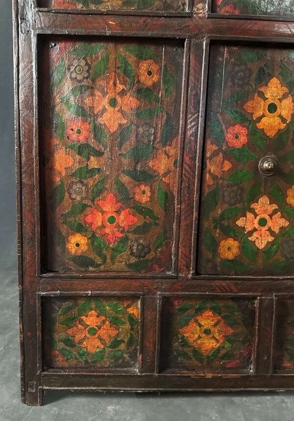 Antique Tibetan Hand Painted Floral Storage Chest - Image 6