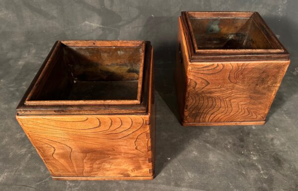 Pair of Antique Burl Keyaki Hibachi - Image 3