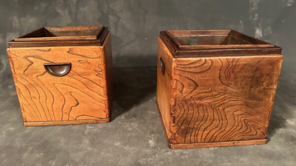 Pair of Antique Burl Keyaki Hibachi - Image 6