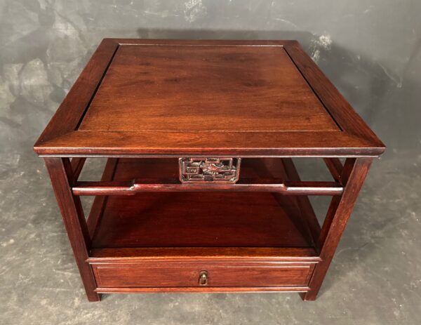 Low Chinese Two Tiered Rosewood Side Table - Image 2