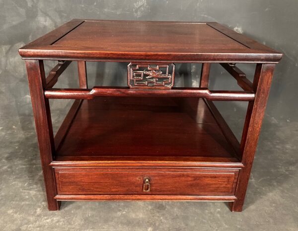 Low Chinese Two Tiered Rosewood Side Table