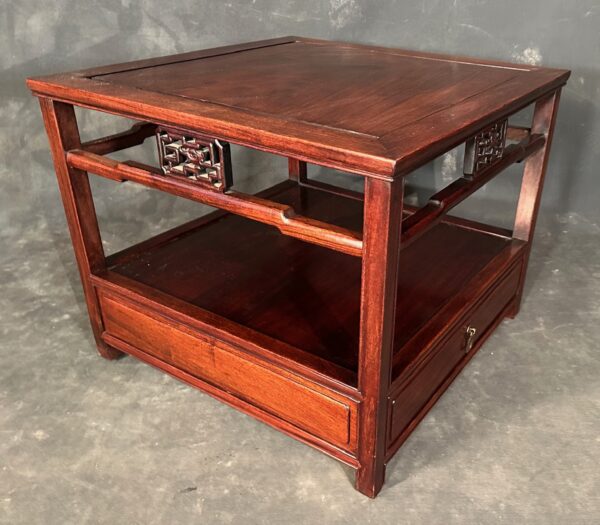 Low Chinese Two Tiered Rosewood Side Table - Image 4