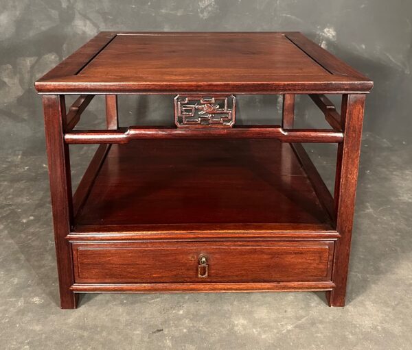 Low Chinese Two Tiered Rosewood Side Table - Image 6