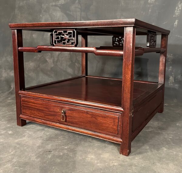 Low Chinese Two Tiered Rosewood Side Table - Image 7