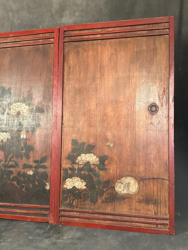 Antique Pair Fusuma Painted Doors