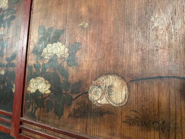 Antique Pair Fusuma Painted Doors - Image 4