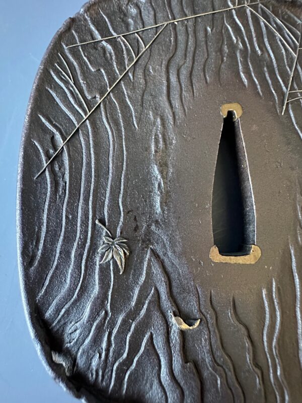 Edo Natural Wood Tsuba Signed Morichika - Image 7