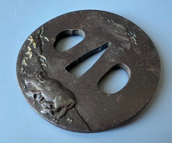 Antique Japanese Iron Water Buffalo Tsuba - Image 2