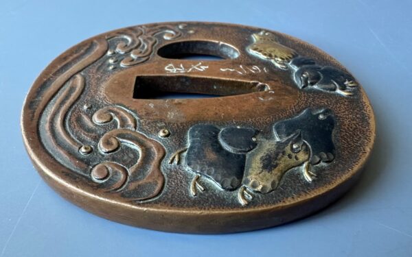 Antique Japanese Bronze Baby Crow Tsuba Katsurano Fumiko - Image 3