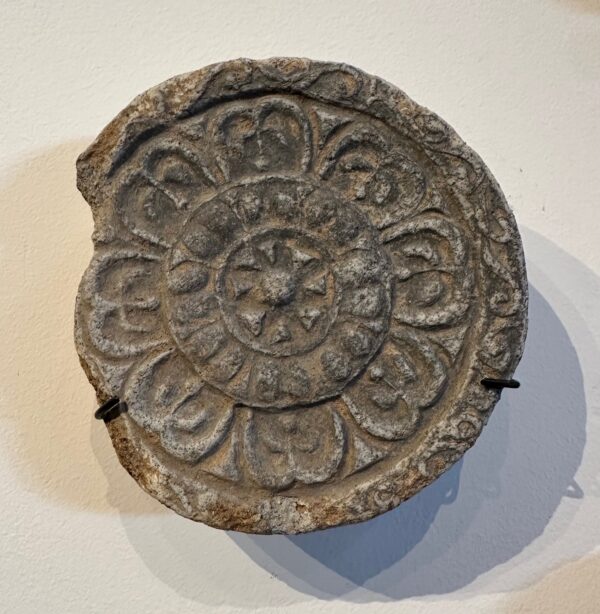 Joseon Dynasty Mounted Korean Lotus Temple Roof Tile