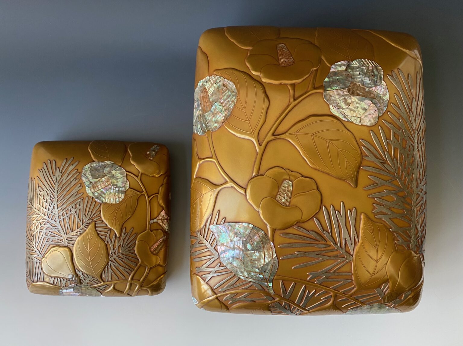 Japanese Antique Gold Lacquer And Shell Inlay Boxes Signed By Ogata ...