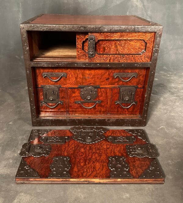 Rare Burl Keyaki Japanese Ishikawa Fune Ship Chest - Image 8