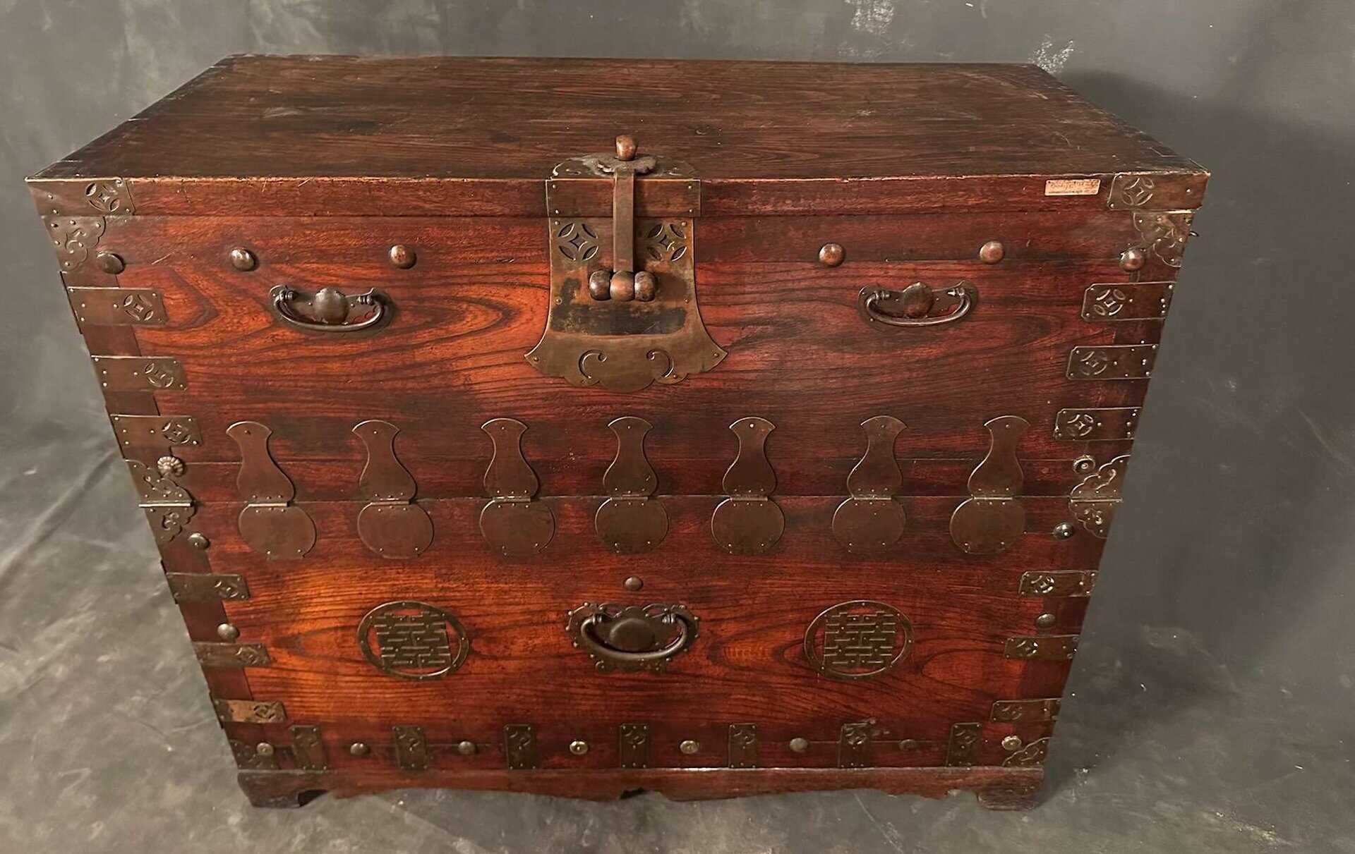 19th Century Korean Bandaji Chest with Brass Hardware