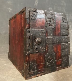 Japanese antique funa tansu ship safe box with iron hardware