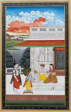 Antique Indian miniature painting of Shrinathji, the 7-year-old manifestation of Krishna.