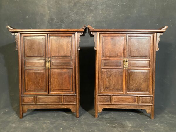 Chinese antique pair of jichimu wood cabinets