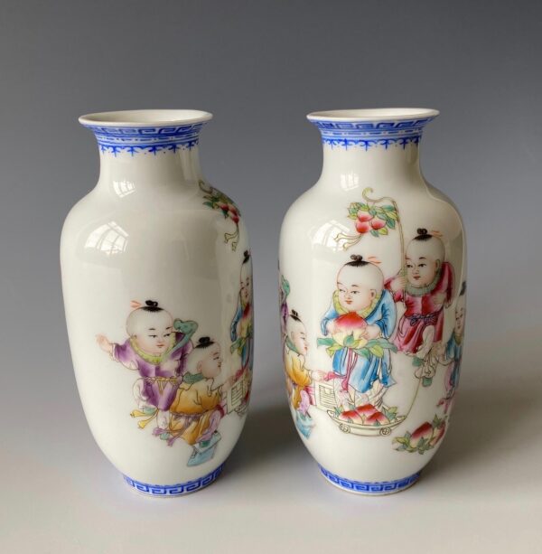 Antique pair of small Chinese porcelain vases