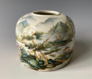 Chinese Antique Small Porcelain Water Coupe with Landscape