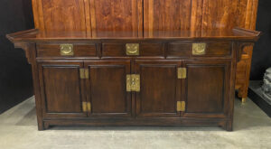 A vintage Chinese coffer altar cabinet in the Ming style made entirely of Huanghuali wood