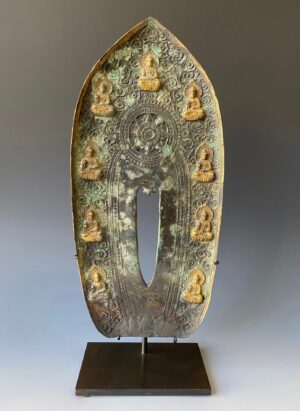 Chinese antique bronze nimbus with 9 Buddhas
