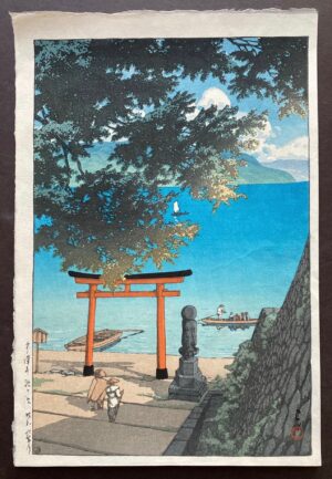 Hasui Kawase woodblock print of Chuzenji Lake, Utagahama, Japan