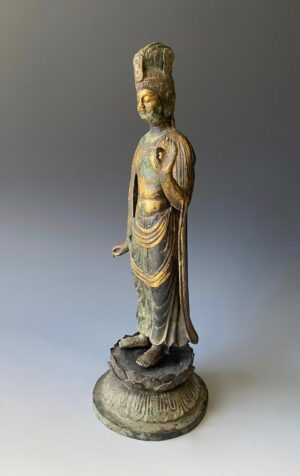 Chinese antique gilt bronze standing bodhisattva