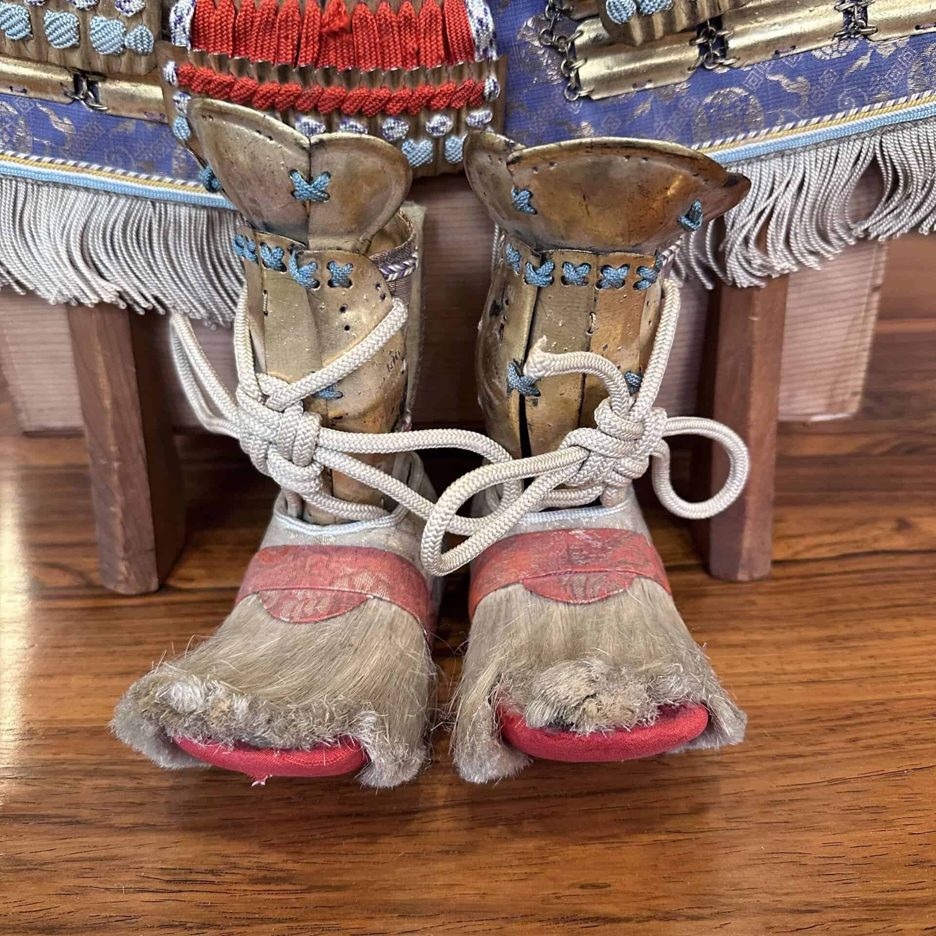 Antique Japanese Boy’s Day Miniature Samurai Yoroi Armor Set shoes