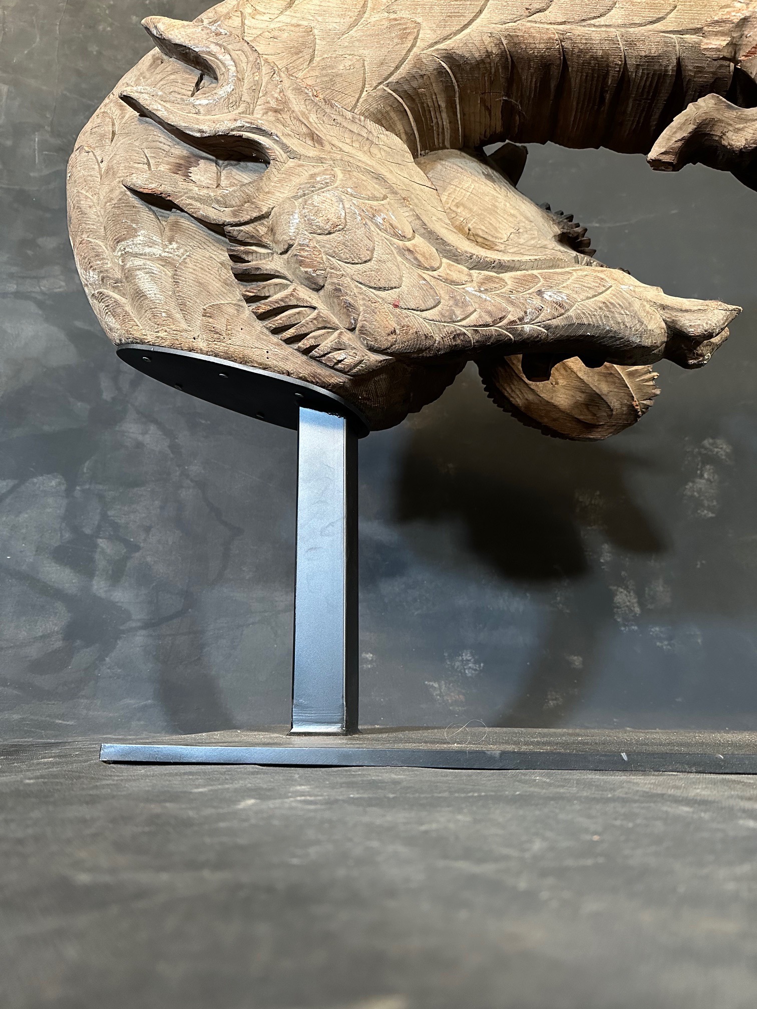 Antique Japanese Large Dragon Shrine Corbel Keyaki Edo - Zentner Collection