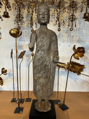 Chinese antique stone carving of a standing Buddha