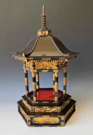 Japanese antique lacquered Buddhist pagoda