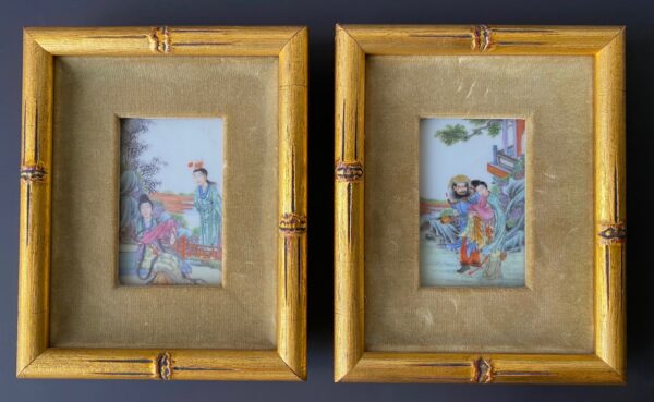 Chinese Pair of Small Porcelain Plaques with Figures - Image 2