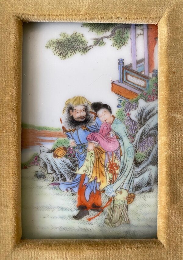 Chinese Pair of Small Porcelain Plaques with Figures - Image 4