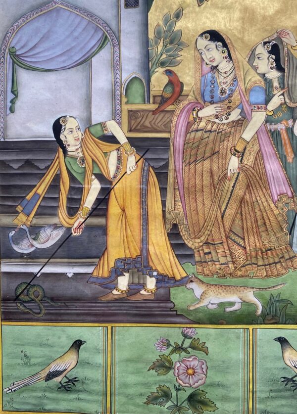 Indian Miniature Painting of Maidens and Snake - Image 4