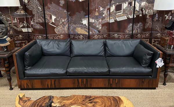 Milo Boughman black leather sofa