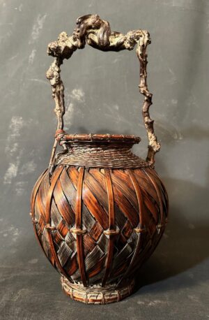 Antique Ikebana Bamboo Basket