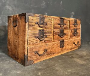 antique Japanese Tansu chest merchant storage
