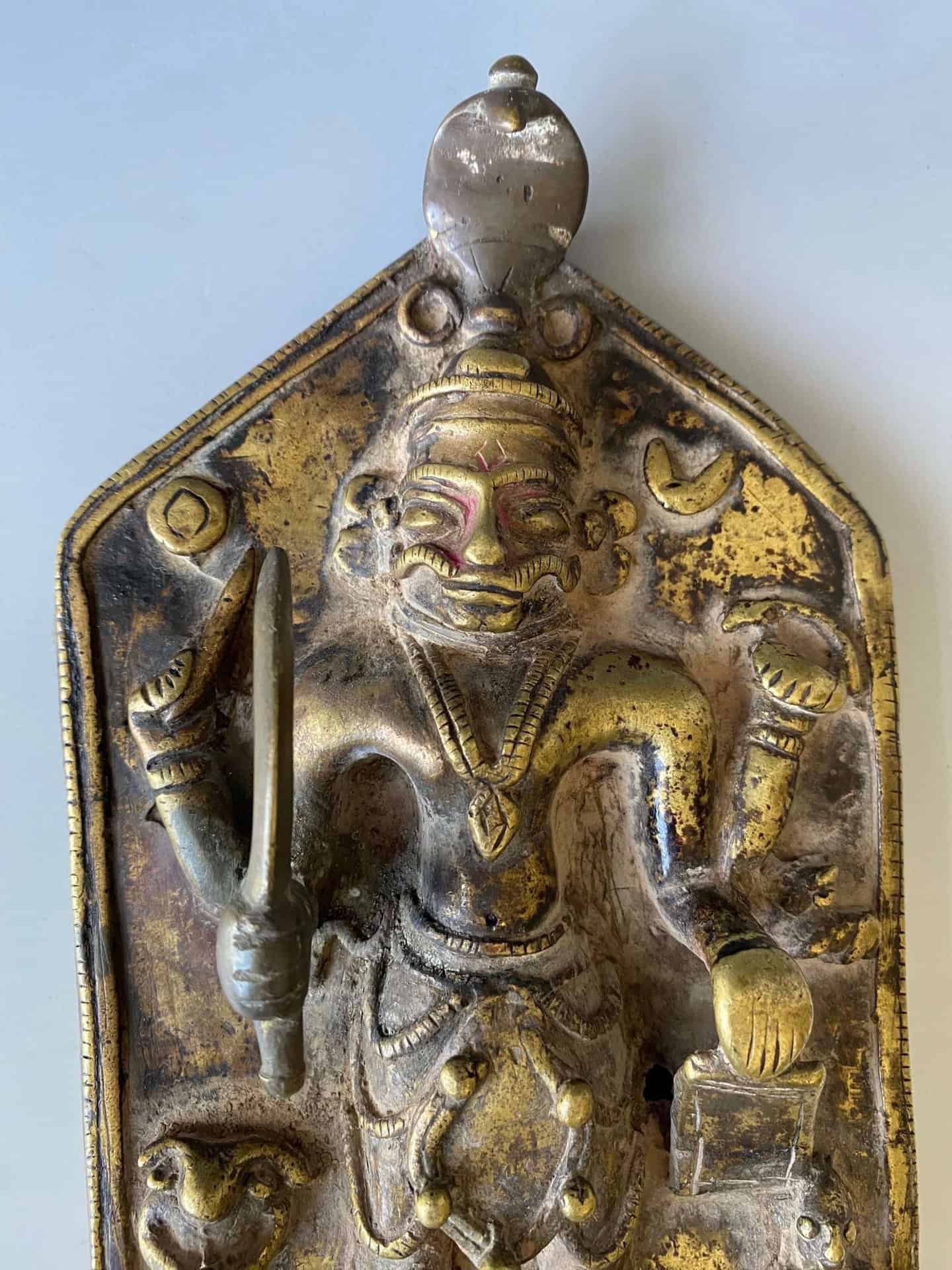 17th Century Indian Antique Bronze Votive Plaque of Virabhadra - Image 2
