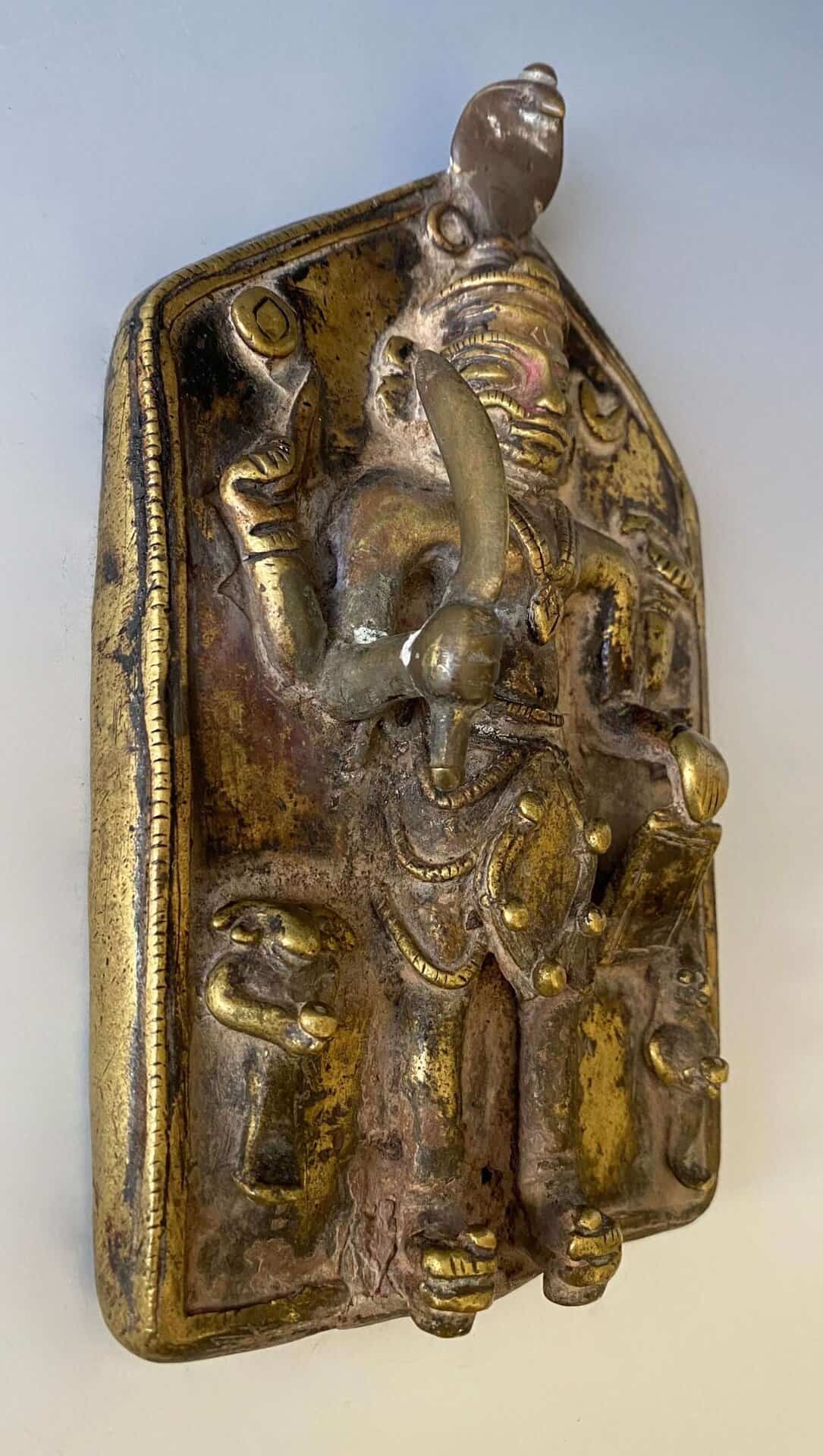17th Century Indian Antique Bronze Votive Plaque of Virabhadra - Image 5