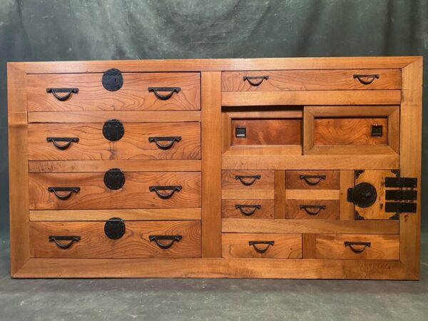 Japanese antique large tansu chest with drawers