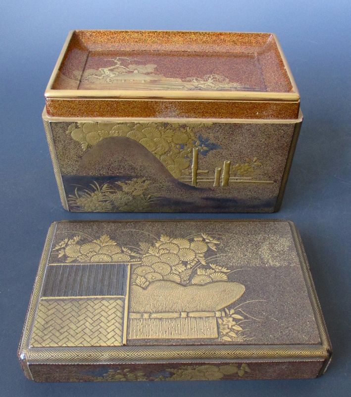 Japanese Antique Gilt Lacquer Kobako with Inside Tray - Zentner Collection