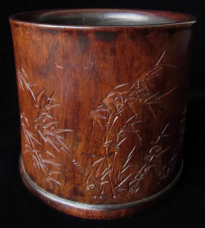 Chinese Antique Bamboo Brush Pot Carved with Scholars - Zentner Collection