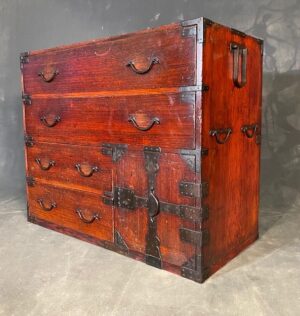 Antique Japanese Ko Tansu (Personal Chest) Lacquer Kiri Edo Period