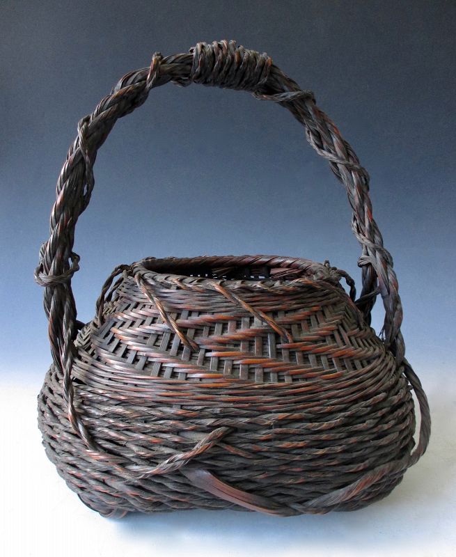 Japanese Antique Bamboo Ikebana Basket with Rope Bamboo - Zentner Collection
