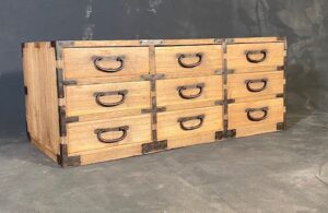 Antique Japanese Ko Tansu (Organizer Storage Chest) Kiri Meiji Period